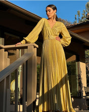 Load image into Gallery viewer, Helena Yellow Metallic Dress
