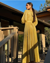 Load image into Gallery viewer, Helena Yellow Metallic Dress
