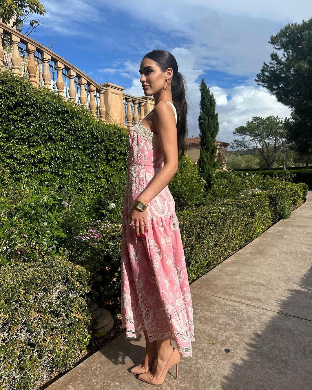 knee length dresses for ladies Millie Midi Dress - High Neck Shimmer Ruched Side Slit main image 0