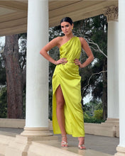 Load image into Gallery viewer, Bertina Lime Satin Dress
