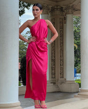 Load image into Gallery viewer, Bertina Hot Pink Satin Dress
