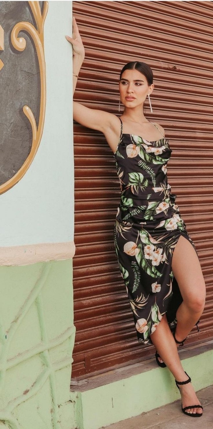 Green and black midi dress deals