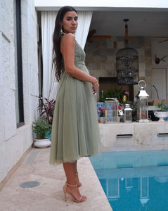 The Fluffiest Sage Midi Dress