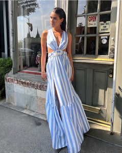 Wave Blue & White Dress