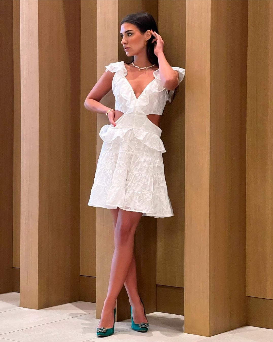 white velvet mini dress White Mini Dress - Crushed Velvet Dress - Tie-Strap Mini Dress