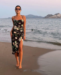 Conca Green  & Black  Midi Dress
