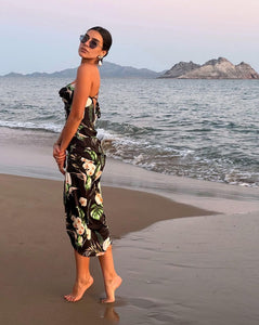Conca Green  & Black  Midi Dress
