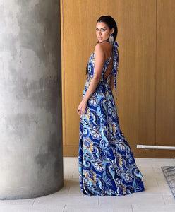 Faina Blue Print Maxi Dress