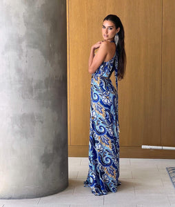 Faina Blue Print Maxi Dress