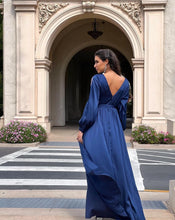 Load image into Gallery viewer, Tea Satin Navy Dress
