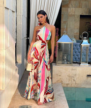 Load image into Gallery viewer, Full Of Colors Satin Halter Dress
