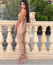 Load image into Gallery viewer, Ariel Soft Brown Silk Midi Dress

