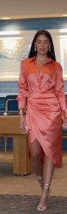 Minerva Coral Silki Midi Dress