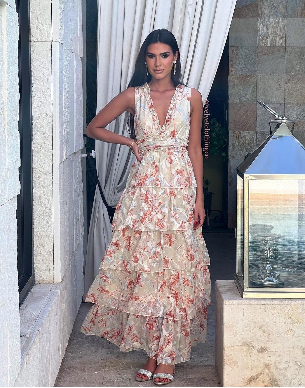 Tenerife Orange & Cream Dress