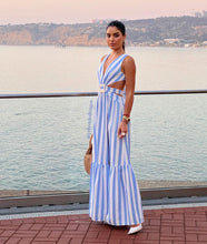 Load image into Gallery viewer, Wave Blue &amp; White Dress
