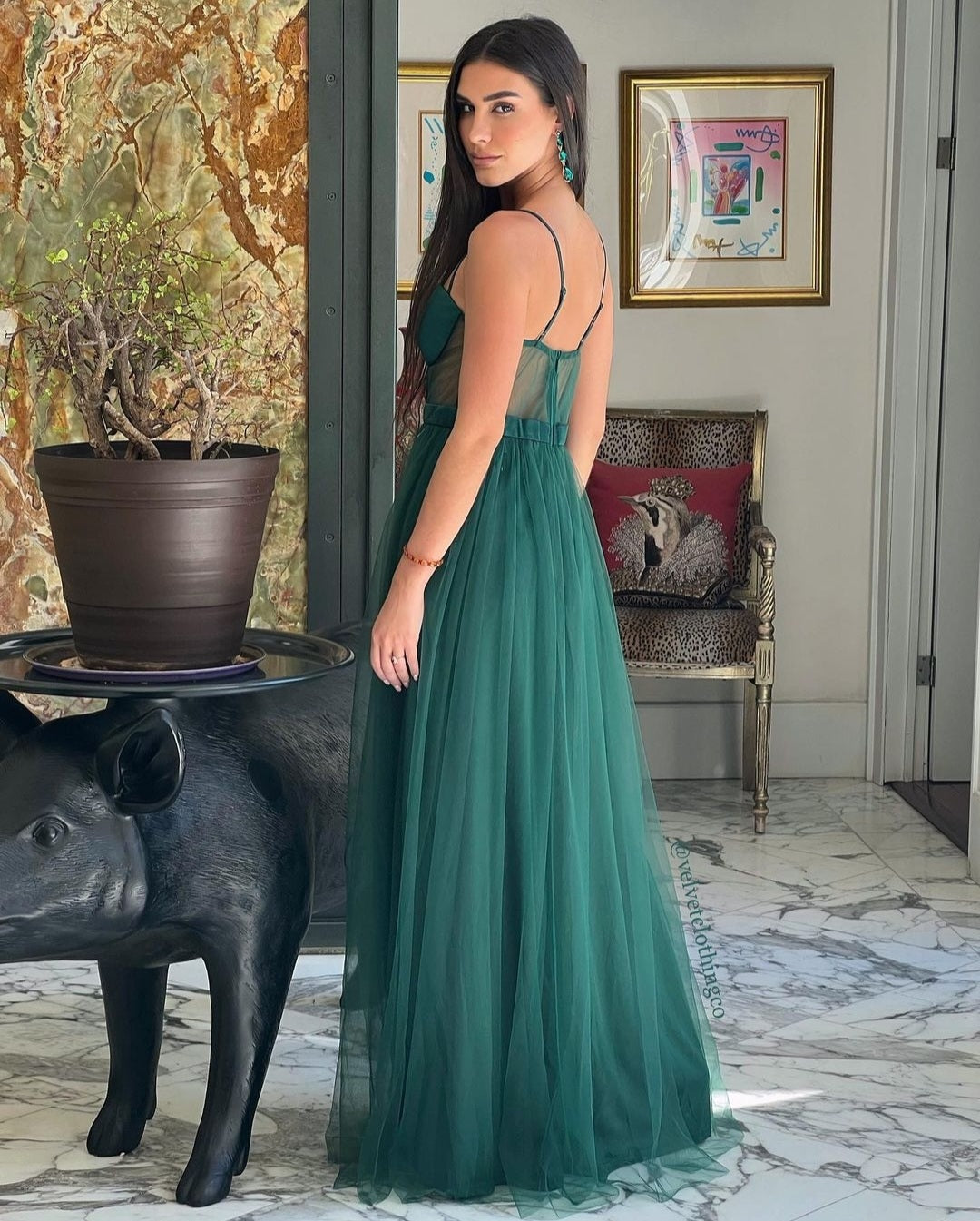 Fluffy Corset Green Dress  VELVET CLOTHING CO.