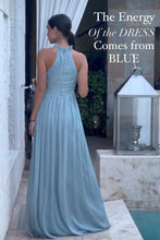 Load image into Gallery viewer, Hope Halter Dusty Blue Dress
