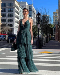 Pine Green Puff Dress