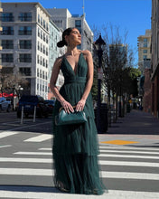 Load image into Gallery viewer, Pine Green Puff Dress
