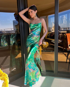 Denisse Green  & Pink Dress