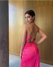 Load image into Gallery viewer, Hot Pink  Chain Midi Dress
