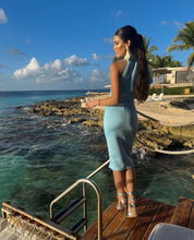 Load image into Gallery viewer, Azzure Baby Blue Midi Dress
