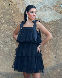 Lúa Black Fluffy Dress