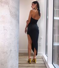 Load image into Gallery viewer, Malaga Halter Black  Dress
